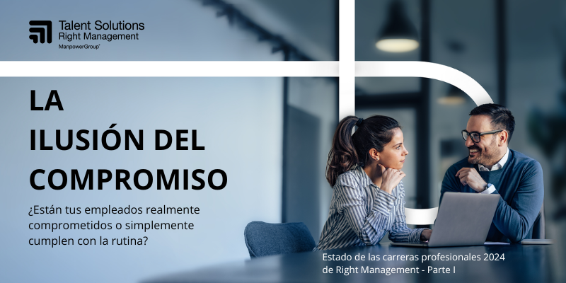 Una mujer y un hombre hablando frente a un ordenador y un título que dice 