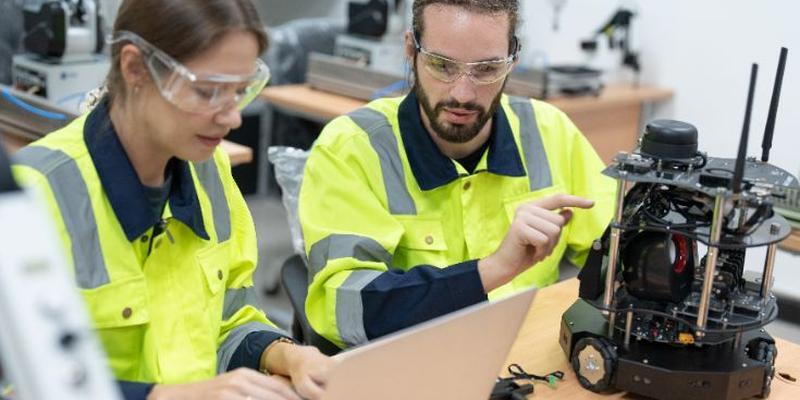 Trabajadores de logística debatiendo